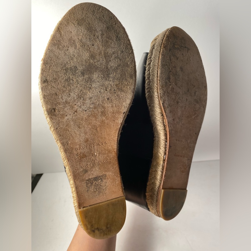 Balenciaga leather wedge sandals espadrille black 39/9 - Picture 8 of 10